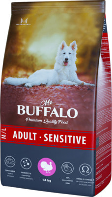 Сухой корм MR. BUFFALO DOG ADULT M/L SENSITIVE С ИНДЕЙКОЙ (фото, вид 1)