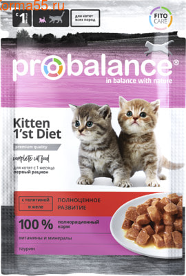 Влажный корм ProBalance Kitten 1`st Diet (с телятиной в желе) (фото, вид 1)
