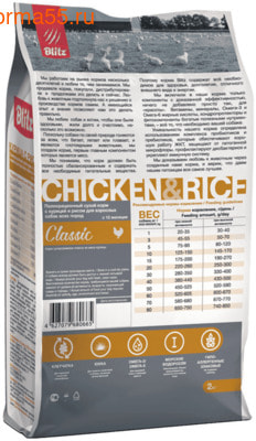 Сухой корм Blitz Classic Chicken & Rice (фото, вид 1)