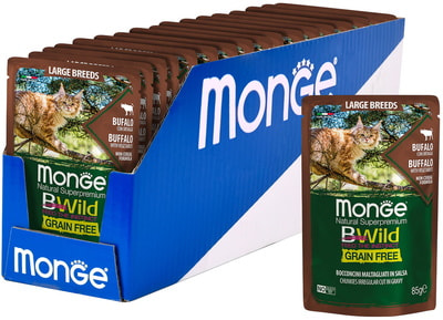 Влажный корм Monge Cat BWild Grain Free (из мяса буйвола с овощами) (фото, вид 1)