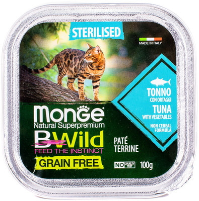 Влажный корм Monge BWild Cat Grain для стерилизованных кошек (тунец с овощами) (фото, вид 1)