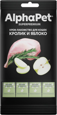 Крем-лакомство для кошек AlphaPet Superpremium с кроликом и яблоком (вид 1) Крем-лакомство для кошек AlphaPet Superpremium с кроликом и яблоком (фото, вид 1)