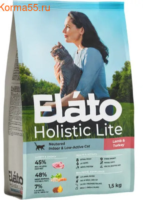 Сухой корм Elato Neutered / Indoor & Low-Active Cat / Lamb & Turkey (вид 1) Сухой корм Elato Neutered / Indoor & Low-Active Cat / Lamb & Turkey (фото, вид 1)
