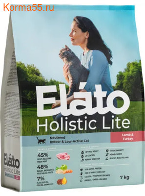 Сухой корм Elato Neutered / Indoor & Low-Active Cat / Lamb & Turkey (вид 2) Сухой корм Elato Neutered / Indoor & Low-Active Cat / Lamb & Turkey (фото, вид 2)