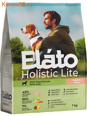 Сухой корм Elato Adult Dog All Breeds Rabbit & Turkey / Picky Eater (вид 2) Сухой корм Elato Adult Dog All Breeds Rabbit & Turkey / Picky Eater (фото, вид 2)