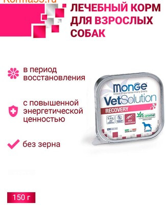 Влажный корм Monge VetSolution Dog Recovery (вид 1) Влажный корм Monge VetSolution Dog Recovery (фото, вид 1)