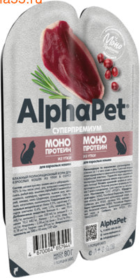 Влажный корм AlphaPet Утка мясные кусочки в соусе (вид 1) Влажный корм AlphaPet Утка мясные кусочки в соусе (фото, вид 1)