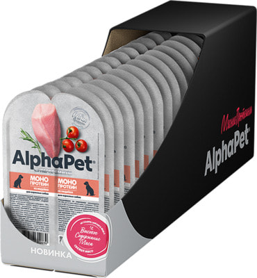 Влажный корм AlphaPet МОНОПРОТЕИН Индейка мясные кусочки в соусе (вид 3) Влажный корм AlphaPet МОНОПРОТЕИН Индейка мясные кусочки в соусе (фото, вид 3)