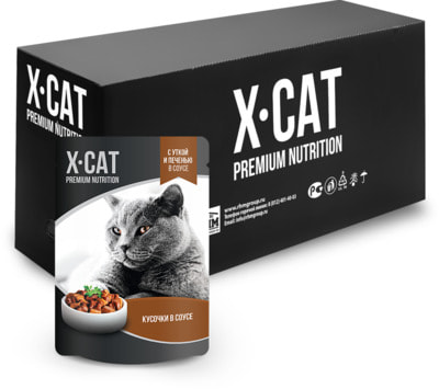 Влажный корм X-Cat с уткой и печенью в соусе (фото, вид 2)