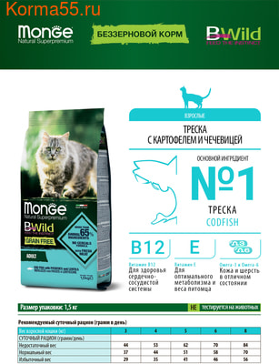   Monge Cat BWild GRAIN FREE Merluzzo (,   ) (,  7)