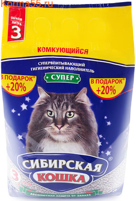Наполнитель Сибирская кошка СУПЕР комкующийся