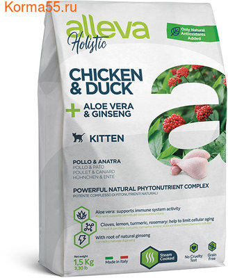   Alleva Holistic Chicken & Duck + Aloe vera & Ginseng Kitten
