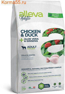 Сухой корм Alleva Holistic Chicken & Duck + Aloe vera & Ginseng Maxi