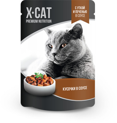 Влажный корм X-Cat с уткой и печенью в соусе (фото)