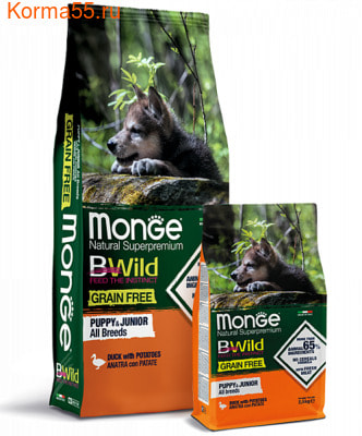   Monge Dog BWild GRAIN FREE Puppy & Junior Anatra (  ) ()