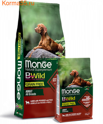 Сухой корм Monge Dog BWild GRAIN FREE All Breeds Adult Agnello (ягненок и картофель) (фото)