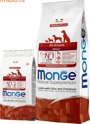 Сухой корм Monge Dog Monoprotein Lamb (ягненок, рис и картофель) (фото)