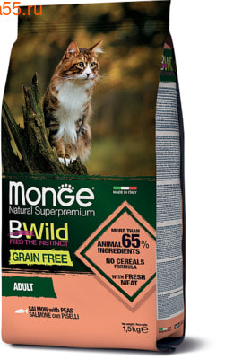 Сухой корм Monge Cat BWild GRAIN FREE Salmone (лосось) Сухой корм Monge Cat BWild GRAIN FREE Salmone (лосось)