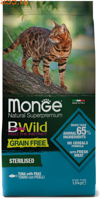 Сухой корм Monge Cat BWild GRAIN FREE Sterilised Tonno (тунец) (фото)