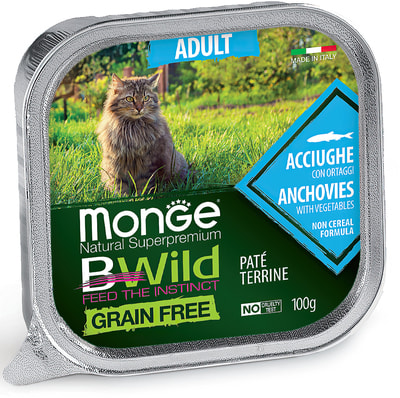 Влажный корм Monge BWild Cat Grain Free (из анчоуса с овощами) (фото)