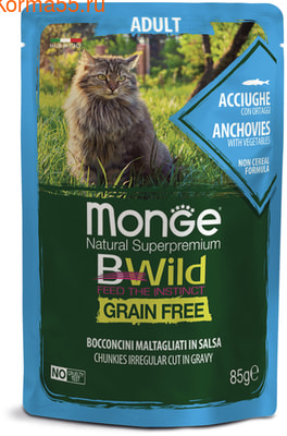 Влажный корм Monge Cat BWild Grain Free (из анчоусов с овощами) (фото)