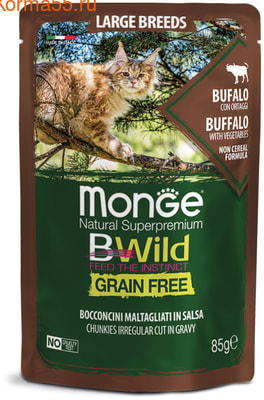 Влажный корм Monge Cat BWild Grain Free (из мяса буйвола с овощами) (фото)