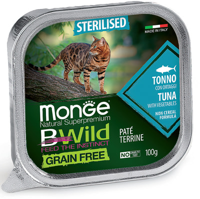 Влажный корм Monge BWild Cat Grain для стерилизованных кошек (тунец с овощами) (фото)