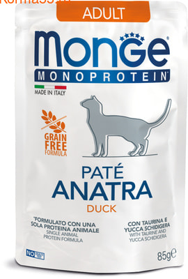 Влажный корм Monge Monoprotein для кошек с уткой (фото)