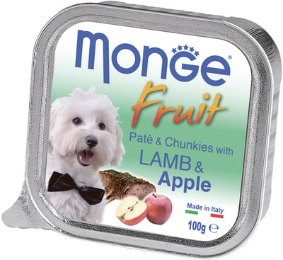 Влажный корм MONGE DOG FRUIT с ягненком и яблоком (фото)