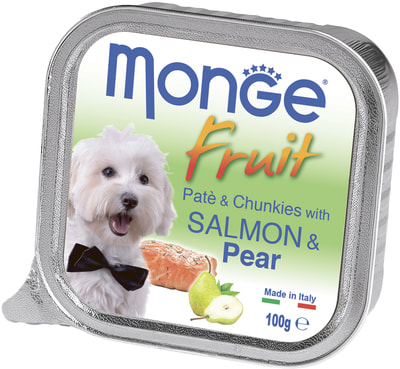 Влажный корм MONGE DOG FRUIT с лососем и грушей (фото)