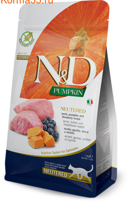   Farmina N&D Adult Neutered Lamb, Pumpkin and Blueberry