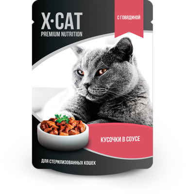 Влажный корм X-Cat с говядиной в соусе (фото)