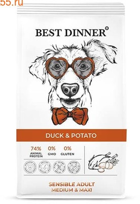 Сухой корм Best Dinner Sensible Adult Medium & Maxi Duck & Potato (фото)