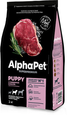 Сухой корм ALPHAPET для щенков средних пород (говядина и рис) (фото)