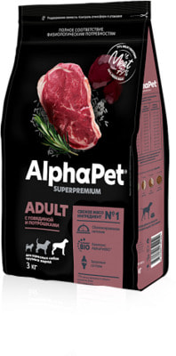 Сухой корм ALPHAPET для собак крупных пород (говядина и потрошки) (фото)