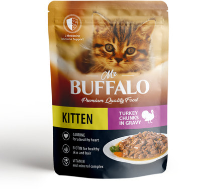 Влажный корм Mr.Buffalo Kitten с индейкой в соусе (фото)