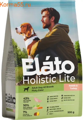 Сухой корм Elato Adult Dog All Breeds Rabbit & Turkey / Picky Eater Сухой корм Elato Adult Dog All Breeds Rabbit & Turkey / Picky Eater (фото)
