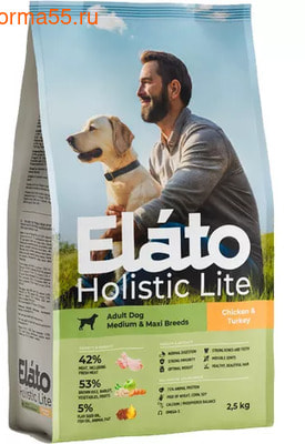 Сухой корм Elato Adult Dog Medium & Maxi Breeds Chicken & Turkey Сухой корм Elato Adult Dog Medium & Maxi Breeds Chicken & Turkey (фото)