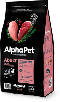 Сухой корм AlphaPet с уткой и цыпленком для крупных пород Сухой корм AlphaPet с уткой и цыпленком для крупных пород (фото)