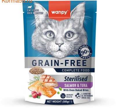 Сухой корм Wanpy Cat беззерновой с лососем и тунцом для стерилизованных Сухой корм Wanpy Cat беззерновой с лососем и тунцом для стерилизованных (фото)