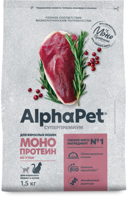 Сухой корм AlphaPet МОНОПРОТЕИН из утки Сухой корм AlphaPet МОНОПРОТЕИН из утки (фото)