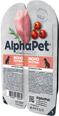 Влажный корм AlphaPet МОНОПРОТЕИН Индейка мясные кусочки в соусе Влажный корм AlphaPet МОНОПРОТЕИН Индейка мясные кусочки в соусе (фото)
