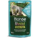Влажный корм Monge Cat BWild Grain Free (из трески с креветками и овощами)